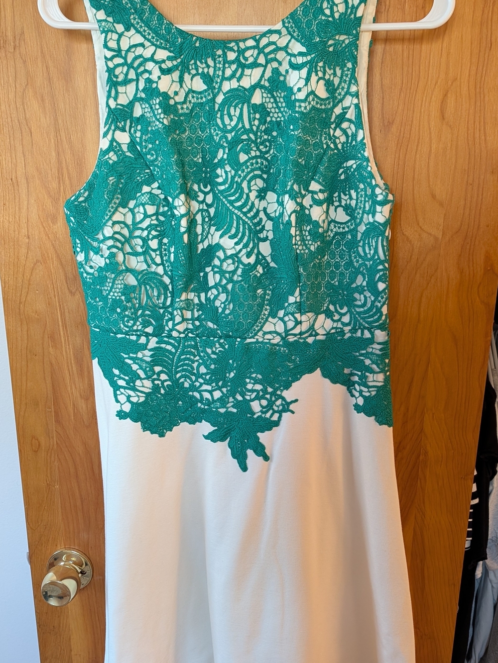 Anthropologie Moulinette Soeurs Teal Lace White Skater Dress Size 6